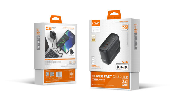 Ldnio Q367 65W GAN Fast Charger with USB C to C Cable