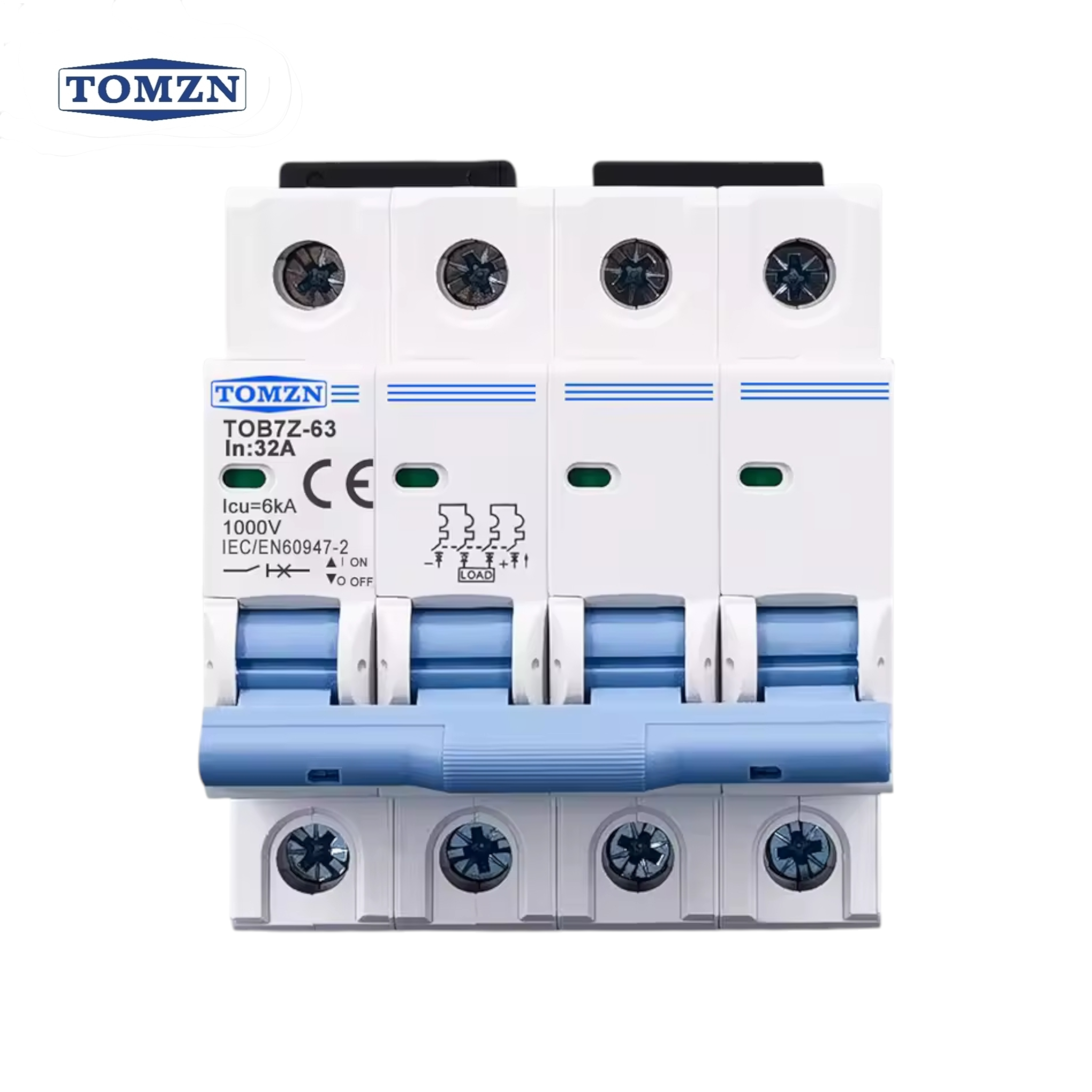 TOMZN 4P DC MCB Solar PV System Mini Circuit Breaker-TOB7Z-63 1000V