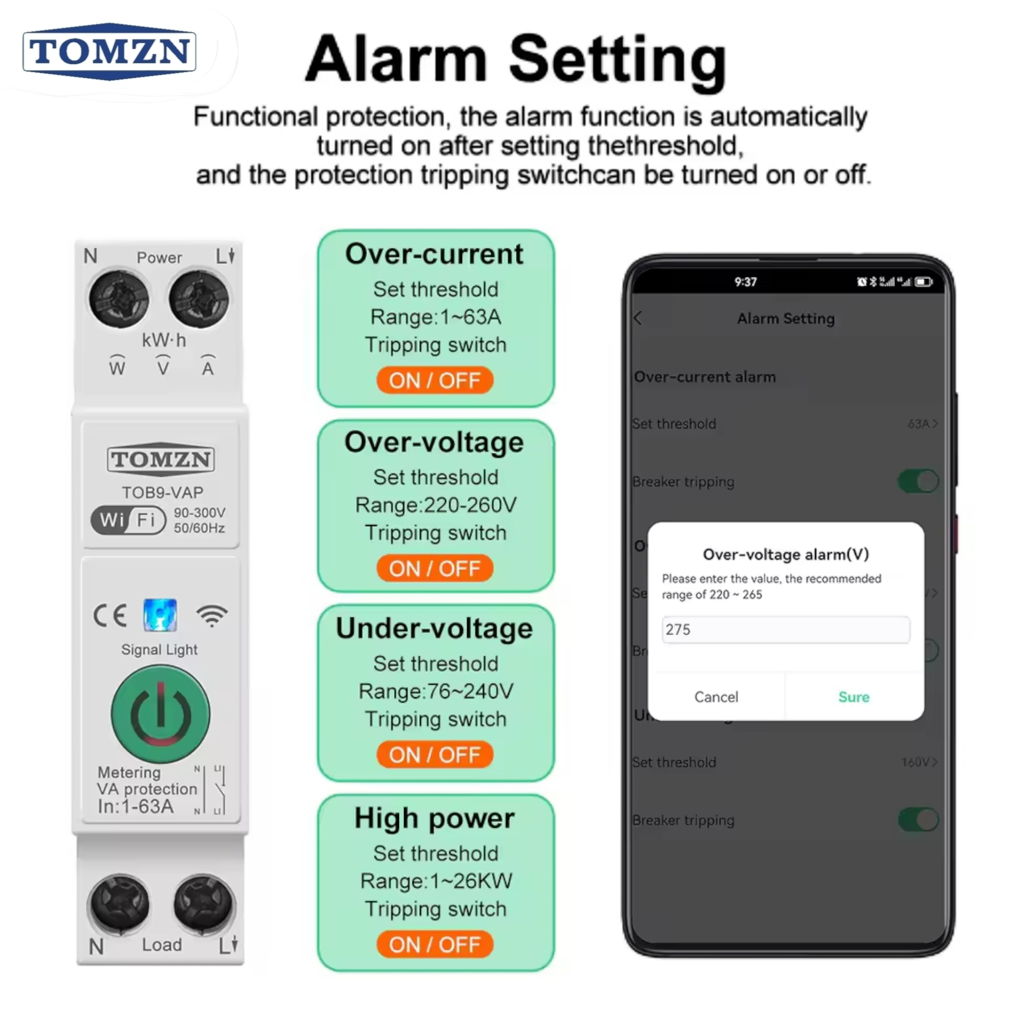 TOMZN WiFi Smart Switch Energy Meter Circuit Breaker-TOB9-VAP - Image 4