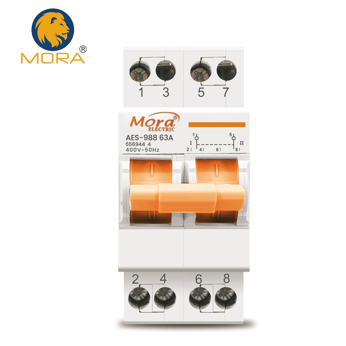 Mora 2P 63A MTS Dual Power Manual Transfer Isolating Switch Interlock Circuit Breaker Type ChangeOver