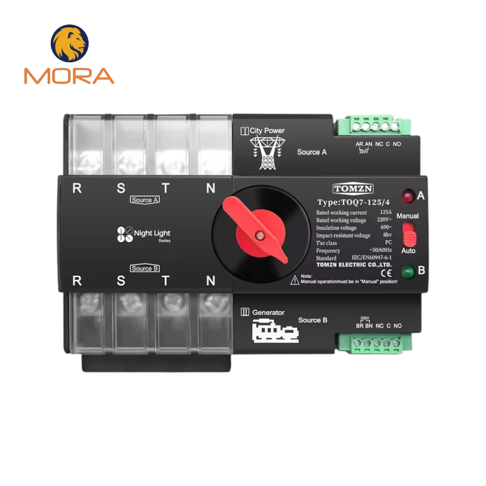 TOMZN 4P AC Single Phase Dual Power Automatic Transfer Switch ATS-TOQ7-125A/100A/63A-4
